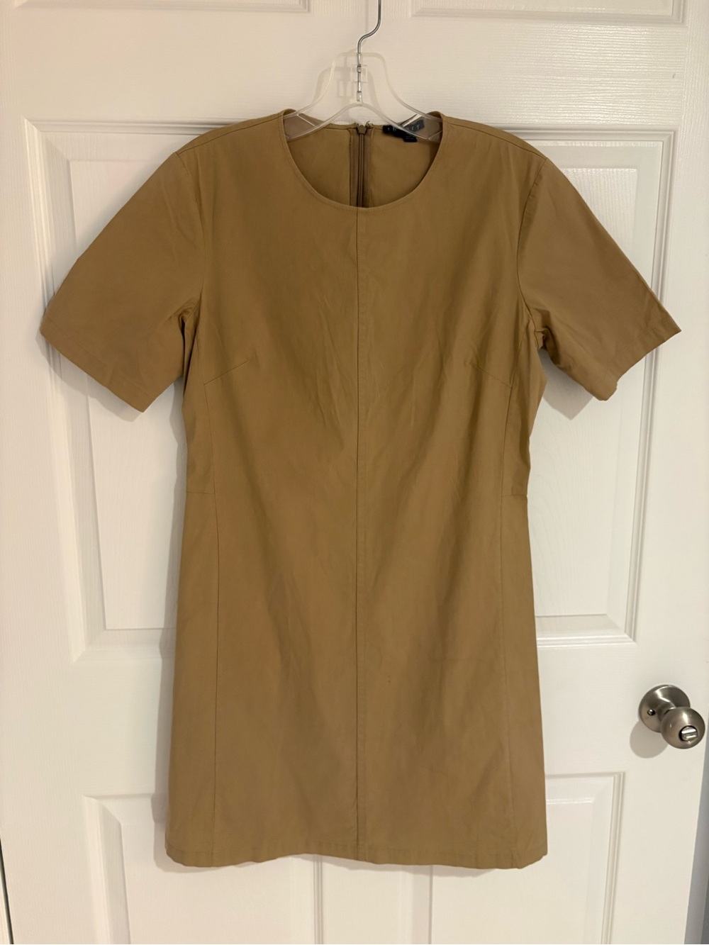 Theory Camel Brown Short Sleeve Shift Dress - Picture 2 of 5